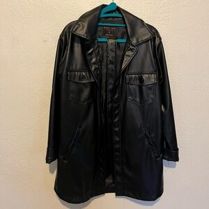 Faux Leather Shirt Jacket